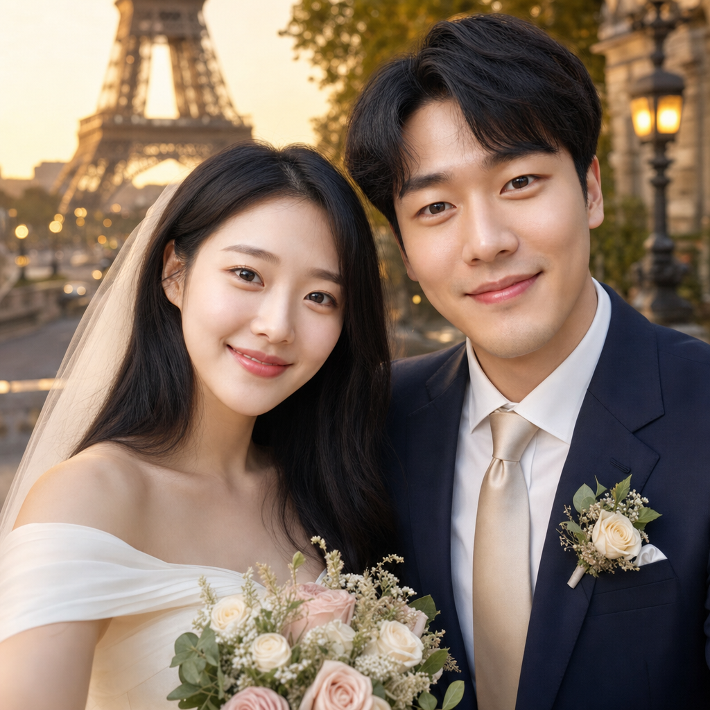 신혼스냅 후 — 파리 배경 웨딩